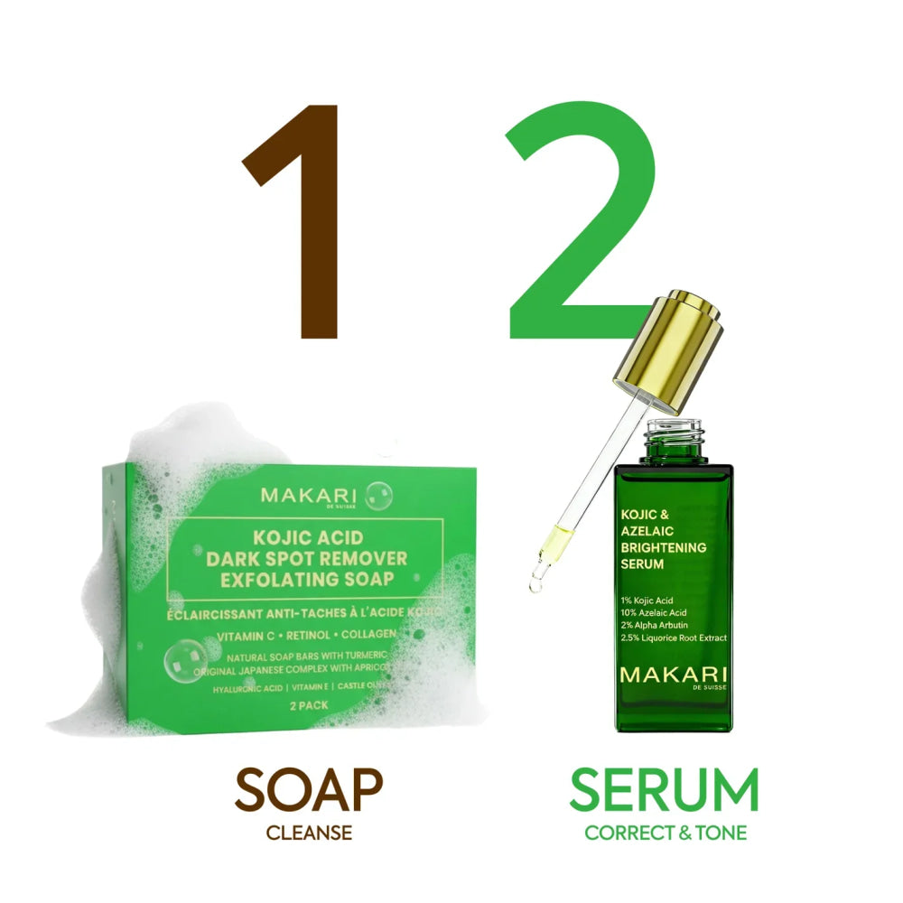 Fade stubborn dark spots with kojic azelaic acid kit